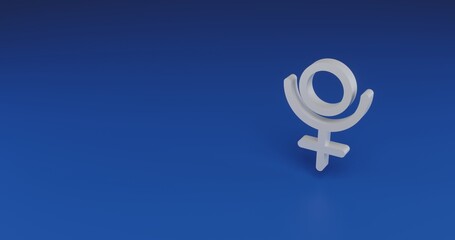 Poster - Isolated realistic white astrological pluto symbol with shadow. Located on the right side of the scene. 3d illustration on transparent background