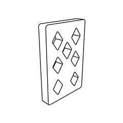 Poster - The outline of a large seven of diamonds playing card is made with black lines. 3D view of the object in perspective. Vector illustration on white background