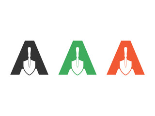 Poster -  initials letter A shovel tool symbol icon design vector isolated on transparent background