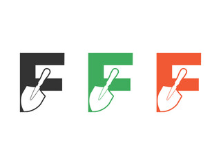 Poster -  initials letter F shovel tool symbol icon design vector isolated on transparent background