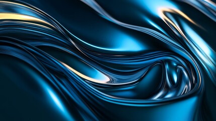 Poster - Abstract 3d rendering of twisted lines featuring a futuristic shape with smooth metallic curves and dynamic flowing motion, ideal for modern background design, high-tech visual concepts, and digital a