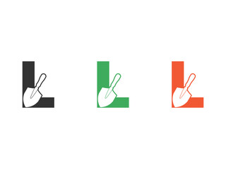 Poster -  initials letter L shovel tool symbol icon design vector isolated on transparent background
