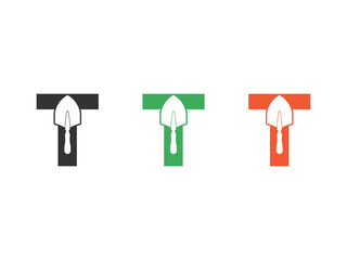 Poster -  initials letter T shovel tool symbol icon design vector isolated on transparent background