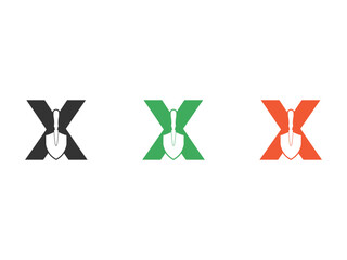 Poster -  initials letter X shovel tool symbol icon design vector isolated on transparent background