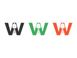 Poster -  initials letter W shovel tool symbol icon design vector isolated on transparent background