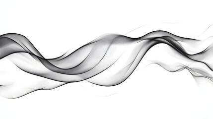Aufkleber - Abstract black smoke waves flowing smoothly across a white background.