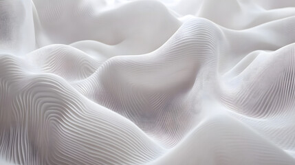 Aufkleber - Abstract texture of soft, flowing white fabric creating gentle waves and curves.
