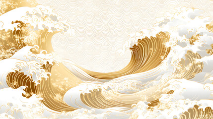 Aufkleber - An elegant wave pattern featuring golden and white tones, creating a serene and luxurious ambiance.