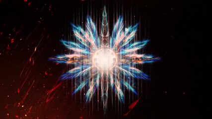Leinwandbilder - Ornamental graphic in shape of a star with feathers, fractal effect.
