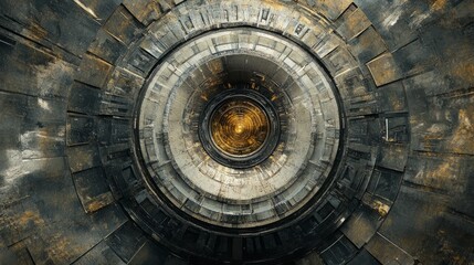 Poster - Futuristic abstract circular sci-fi background featuring glowing geometric rings and high-tech digital elements for modern technology designs, virtual reality interfaces, and futuristic cybernetic con
