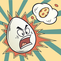 Wall Mural - Angry egg breaking shell, comic explosion background vector