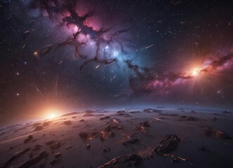 Wall Mural - Infinite starfield, vibrant cosmic dust, ethereal galaxy glow ,  wallpaper, night sky