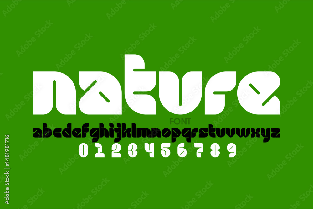 Number Nature Lettering Nature style font, alphabet letters and numbers vector illustration ...