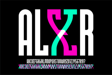Fototapete - Alter. Changing letters font, alphabet letters and numbers vector illustration