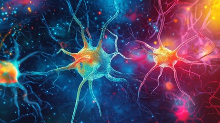 Poster - Futuristic abstract neural network background featuring glowing digital brain connections and complex synaptic web on a dark tech-inspired backdrop for artificial intelligence and machine learning con