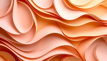 Poster - Abstract peach toned paper wave background with flowing curving elegant design