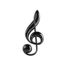 Aufkleber - Sleek black treble clef glossy finish elegant curves music note dark on transparent background