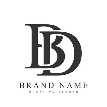 BD trendy logotype template. Initial letter b and d classic font style. Creative logo for company name or identity.