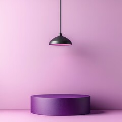 Aufkleber - Purple platform with hanging lamp against pale pink wall