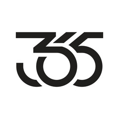 Poster - this picture is a design of a connected number 365 in flat style that looks nice in black color on a white background