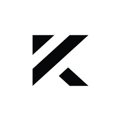 Aufkleber - this picture is an abstract geometric design of a letter K in flat style that looks clean in black color on a white background
