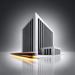 Poster - Modern Architecture and Motion: A Striking Building with Dynamic Light Trails Against a Neutral Background