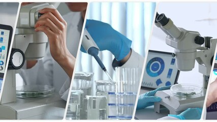Poster - 様々な科学実験シーンのコラージュ映像