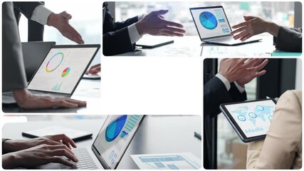 Aufkleber - Collage video of various business scenes