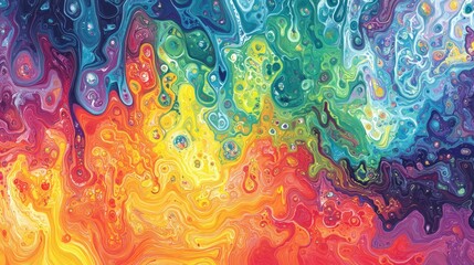 Poster - Vibrant Abstract Swirl Art with Bold Colors and Fluid Patterns