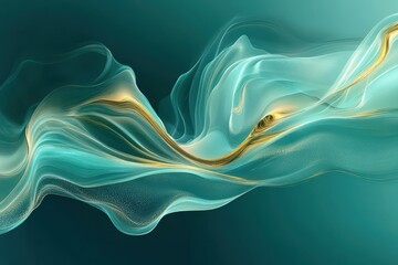 Poster - Teal and gold waves flow gracefully. Use as an elegant background for any design.