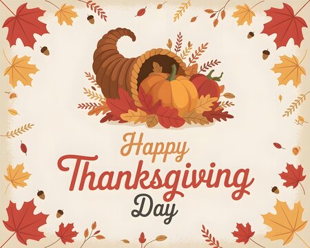 Happy Thanksgiving day social media post celebration illustration background thanksgiving greeting autumn concept.
