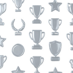 Poster - Silver trophy awards seamless pattern background design illustration 3d on transparent background
