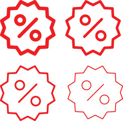 Wall Mural - icon set of sale discount percentage tag label. icons, flat vector illustrations, isolated on a tran