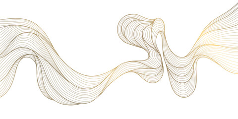Fototapete - Vector golden line wave on white background. Abstract premium luxury elegant illustration, wavy Japanese ornament, flow water, ocean, organic shape pattern