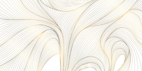 Fototapete - Vector golden line wave on white background. Abstract premium luxury elegant illustration, wavy Japanese ornament, flow water, ocean, organic shape pattern