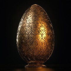 Poster - Illuminated Golden Egg with Intricate Pattern on Dark Background
