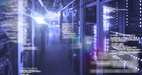 Poster - Image of digital data processing over server room