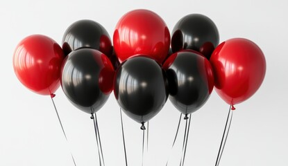 Poster - red and black balloons on white background