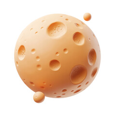 Poster - Abstract spherical object with textured craters and orbiting spheres design