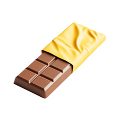 Poster - Delicious chocolate bar partially wrapped with yellow foil packaging illustration