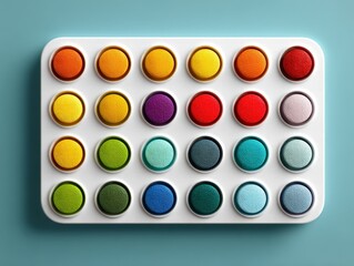 Poster - Colorful palette of pigment jars arranged neatly on a surface.
