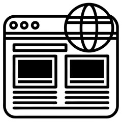 Browser with globe black silhouette vector illustration