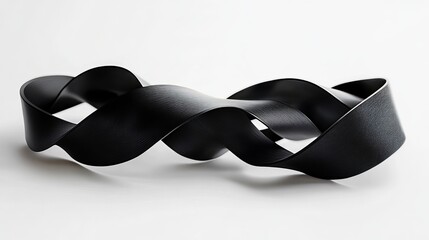 Poster - Abstract Black Ribbon Modern Art Elegant Swirling Design Smooth Texture 3D Render Minimalist Background Graphic Resource Dark Wave Pattern Stylish    