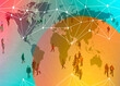 © Westend61 - Abstract illustration of a world map with network connections and people representing global business and communication