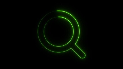 Poster - Illuminated green neon search icon on black background for digital concepts