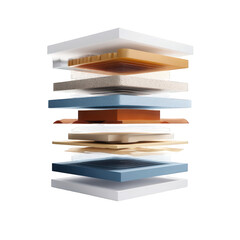 Poster - Detailed cross section of a modern mattress showing layers of foam and on transparent background 3d