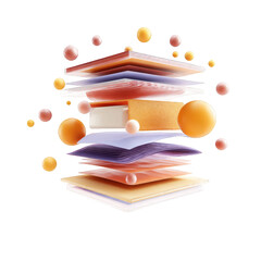 Poster - Abstract layered texture design with orange and purple elements floating on transparent background