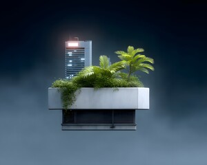 Poster - Futuristic rooftop park in a cyberpunk city, neon trees glowing, people enjoying the skyline, high-tech architecture, night ambiance, cinematic lighting, ultra-realistic textures