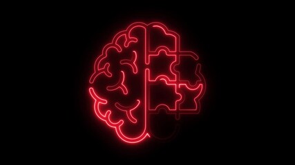Poster - Glowing neon brain symbolizing intelligence and problem solving against a black background