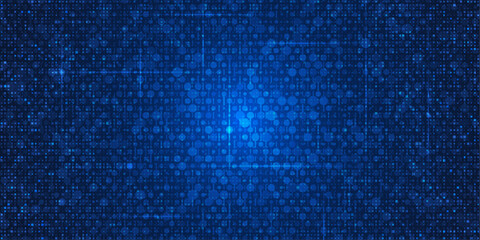 Leinwandbilder - Abstract grid pixel pattern background. Vector illustration element with square, geometric mosaic, texture on dark blue color. Graphic design for digital datum, technology futuristic background